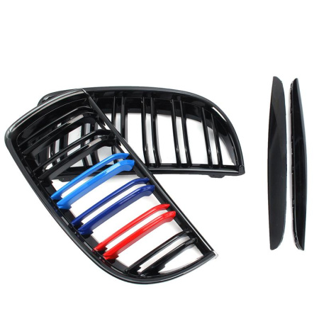 BMW E90 (05-10) Решетка радиатора глянцевая черная с цветом /// M-Performance (сдвоенные)