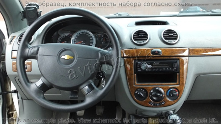 Chevrolet Lacetti 2002-2014 декоративные накладки (отделка салона) под дерево, карбон, алюминий
