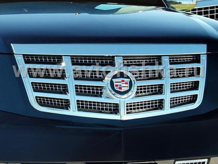 Cadillac Escalade, Escalade EXT, ESV (07-12) хромированная металлическая накладка на переднюю решетку радиатора