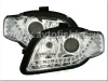 Audi A4 (05-07) передние фары линзовые хромированные, со светодиодной подсветкой, с электрокорректором, комплект 2 шт.