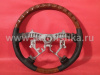 Toyota Land Cruiser 100, Prado 120 (03-) руль спортивный кожаный черный с темными деревянными вставками.