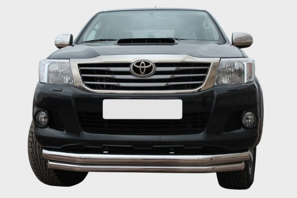 Toyota Hilux (12–) Защита переднего бампера двойная 76/60 мм
