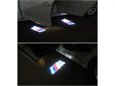 Штатная подсветка дверей со светящимся логотипом Motorsport для BMW E90 E92 E93 F10 F30 M3 M5 M6 E63 E64 E65 E68 F15 F16 E85 E60, комплект 2 шт.
