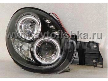Subaru Impreza GD, GG (00-02) фары передние черные, со светящимися ободками, линзовые
