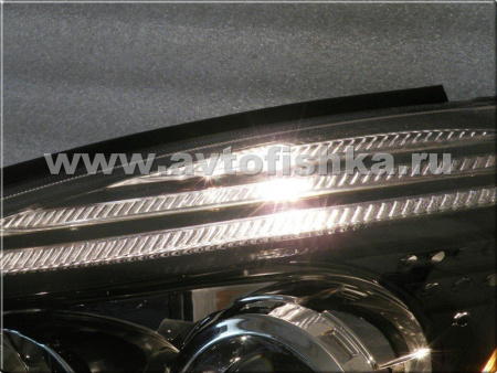 Mitsubishi Lancer 9 (03-07) передние фары линзовые черные, комплект 2 шт.