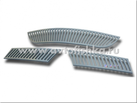 BMW 3 E90 (05-) решетки переднего бампера, полированный алюминий, комплект 3 шт.