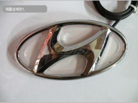 Hyundai задняя эмблема с двухрежимной сине-красной подсветкой, (D Type) - большая 68300-2B000