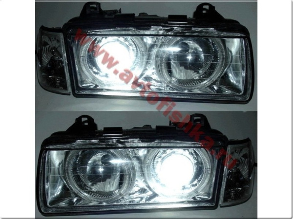 BMW 3 E36 (91-00) 2 дв. купе фары передние хромированные, со светящимися ободками с поворотниками, комплект лев.+ прав.