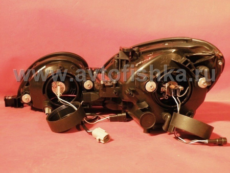 Lexus GS300, GS400, GS430, Toyota Aristo (97-05) фары передние линзовые черные со светящимися ободками, комплект 2 шт.