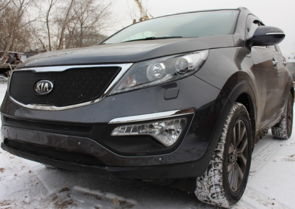 Kia Sportage (14–15) Защита радиатора, чёрная, верх (кроме Classic)