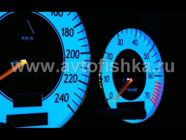 Mercedes W202 C class (93-95) светящиеся шкалы приборов - накладки на циферблаты панели приборов, дизайн № 2
