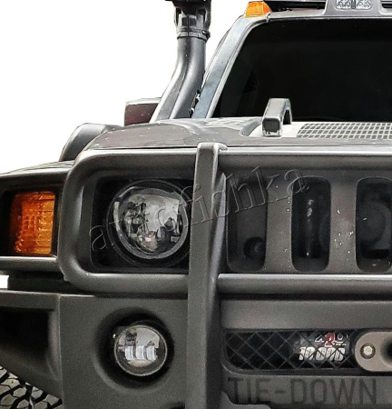Hummer H3 (05-) фары линзовые хром (диодные) с конструктивами для установки