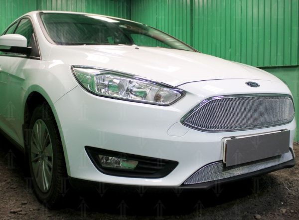 Ford Focus (14–) Защита радиатора Optimal, хром, низ