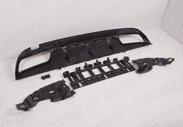 Mercedes-Benz C-Klasse W205 рестайлинг 2018 - 2021 Диффузор хром с черными насадками 6.3 AMG