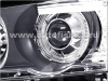 BMW X5 (98-03) передние фары линзовые черные, со светящимися ободками, под штатный ксенон, с моторами электрокорректора, комплект 2 шт.