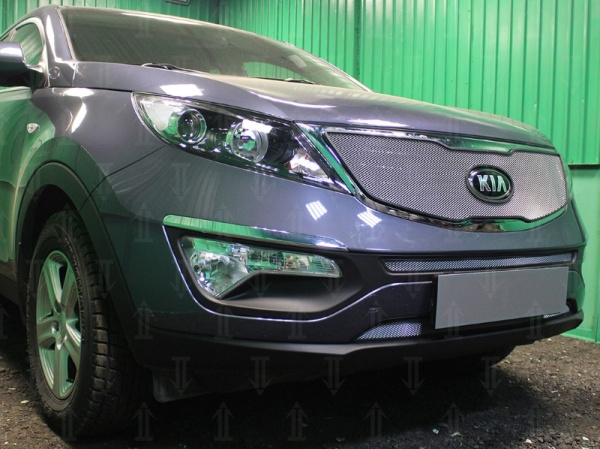 Kia Sportage (14–15) Защита радиатора, хром, верх (Classic)