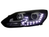 Ford Focus 3 (11-13) тюнинговые фары линзовые с DRL диодной подсветкой черные, 2 шт.