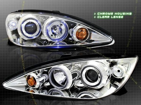 Toyota Camry 30 (02-06) UAE, Europe, USA фары передние линзовые хромированные с ангельскими глазками, комплект 2 шт.