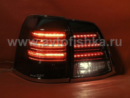 Toyota Land Cruiser 200 (2008-) фонари задние светодиодные красно-тонированные, дизайн Lexus LX570, комплект лев.+прав.
