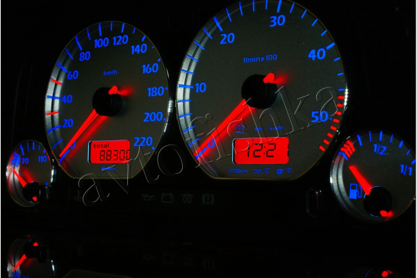 Volkswagen Golf 3 светодиодные шкалы (циферблаты) на панель приборов - дизайн 5