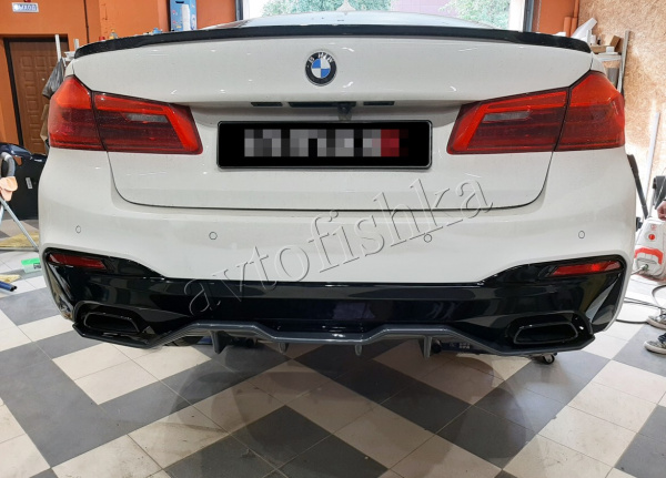 BMW 5 серия G30 Диффузор заднего бампера 4 клыка