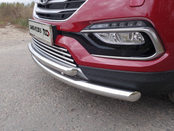 Hyundai Santa Fe (15–) Защита передняя нижняя (двойная) 60,3/50,8 мм (4WD)
