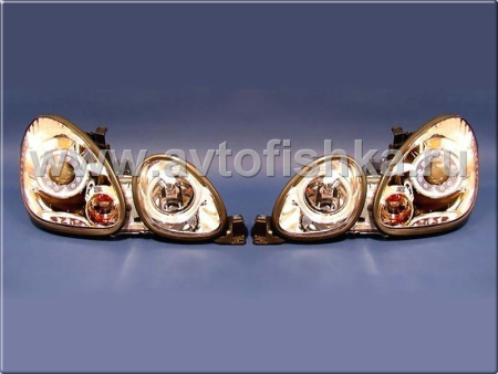 Lexus GS300, GS400, GS430, Toyota Aristo (97-05) фары передние линзовые хромированные со светящимися ободками, комплект 2 шт.