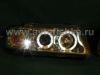 Audi A3 (96-02) передние фары линзовые хромированные, со светящимися ободками, со светодиодами, комплект 2 шт.
