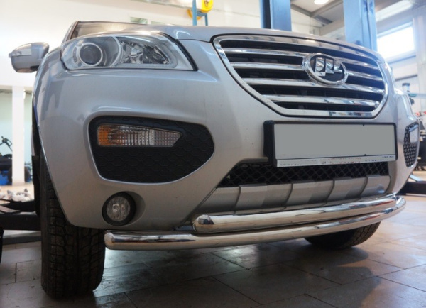 Lifan X60 (12–15) Защита переднего бампера двойная d 60/60 мм, нерж.