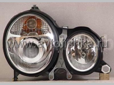 Mercedes E W210 (99-02) фары передние линзовые хромированные, комплект 2 шт.