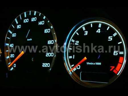Mercedes W202 C class (95-00) светящиеся шкалы приборов - накладки на циферблаты панели приборов, дизайн № 1