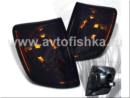 Mercedes W124 (84-95) поворотники угловые оранжево-тонированные прозрачные, комплект 2 шт.