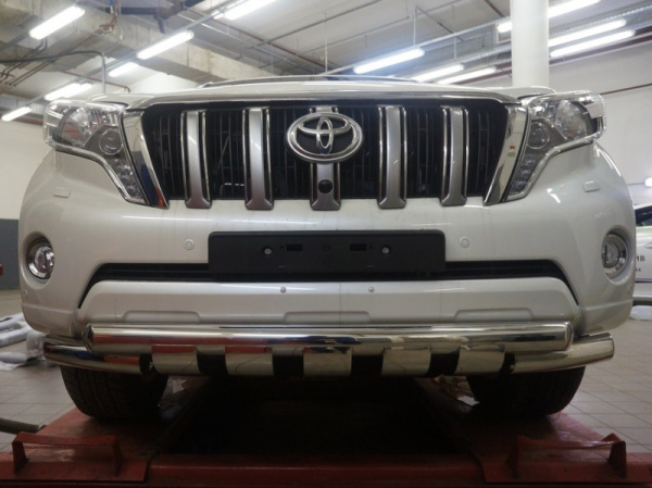 Toyota Land Cruiser Prado (13–) Защита переднего бампера двойная Shark d 76/76 мм, нерж.