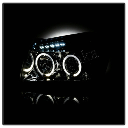 Dodge Magnum (05-08) фары передние линзовые хромированные, со светящимися ободками и светодиодной подсветкой, комплект 2 шт.