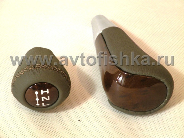 Toyota Land Cruiser 100 VXR (03-07), Lexus LX470 ручки на рычаги переключения передач АКПП, темное дерево - бежевая кожа, под ступенчатый селектор, без фиксатора