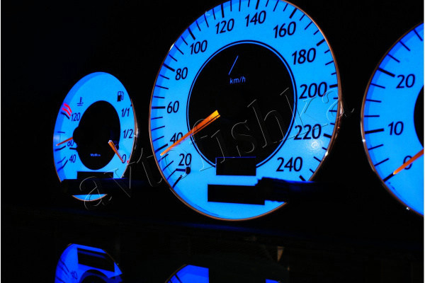 Mercedes W210 E (95 - 03) светодиодные шкалы (циферблаты) на панель приборов - дизайн 2