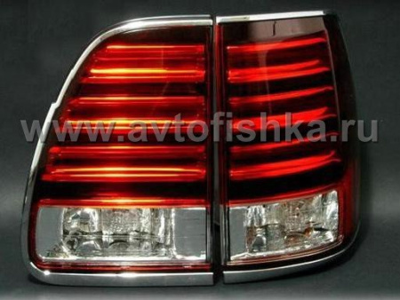 Lexus LX470 (2003-2007) задние фонари светодиодные красно-хромированные, комплект 2 шт.