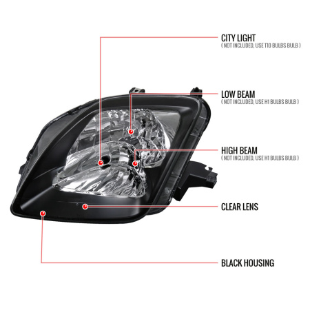 Honda Prelude (96-01) фары передние черные, комплект 2 шт.
