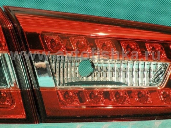 Mitsubishi Lancer 10 (07-) задние фонари светодиодные красно-хромированные, комплект 2 шт.