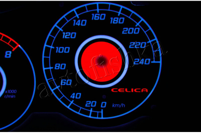 Toyota Celica VII светодиодные шкалы (циферблаты) на панель приборов - дизайн 1