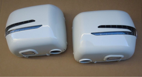 Mercedes G-class W463 (90-02) корпуса боковых зеркал под покраску, поворотники дизайн СТРЕЛА