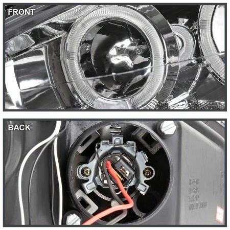 Ford Focus 1 (2000-2004) передние фары линзованные хром, со светящимися ободками