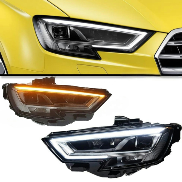 Передние светодиодные матричные фары с ДХО для Audi A3 8V (2017–2020) — общий вид