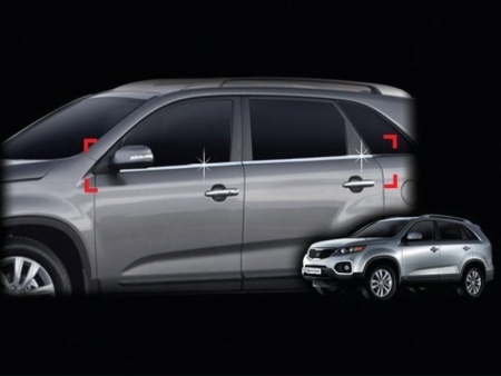 Kia Sorento (2009-) нижние хромированные молдинги окон пластиковые, комплект 4 шт.
