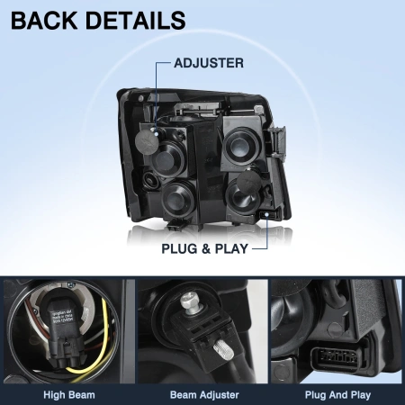 Cadillac Escalade (2002-2006) фары передние черные под штатный ксенон