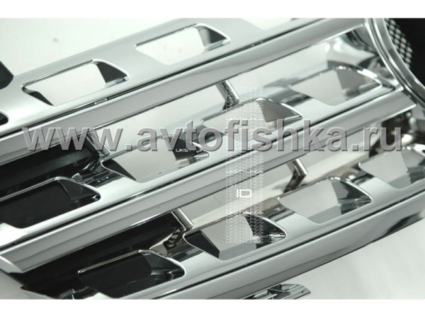 Mercedes ML W164 (05-08) решетка радиатора перфорированная полностью хромированная со звездой, дизайн ML 2009 года.