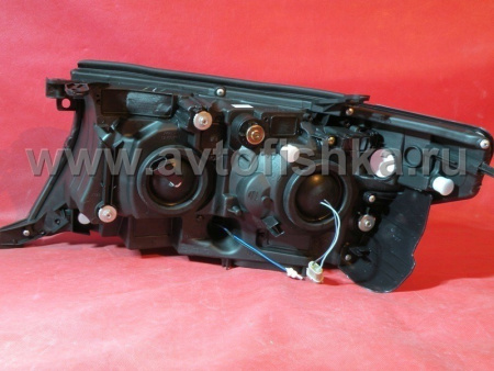 Toyota Land Cruiser 200 (07-12) фары передние линзовые хромированные, со светящимися ободками, с DRL подсветкой, комплект 2 шт.