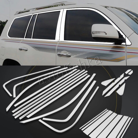 Toyota Land Cruiser 200 (08-20) накладки на окна, молдинги из нержавеющей стали