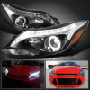 Ford Focus 3 (11-13) тюнинговые фары линзовые с DRL диодной подсветкой черные, 2 шт.