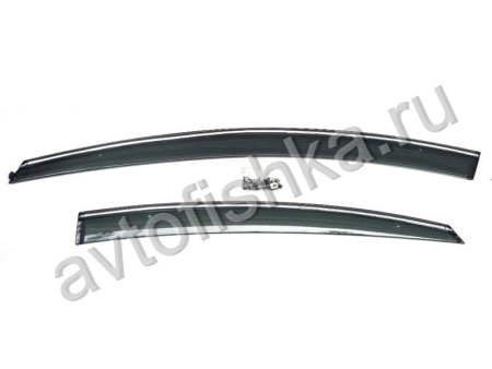 Hyundai Sonata YF (10-) дефлекторы боковых окон темные, ветровики с хромированным молдинга, комплект 4 шт.